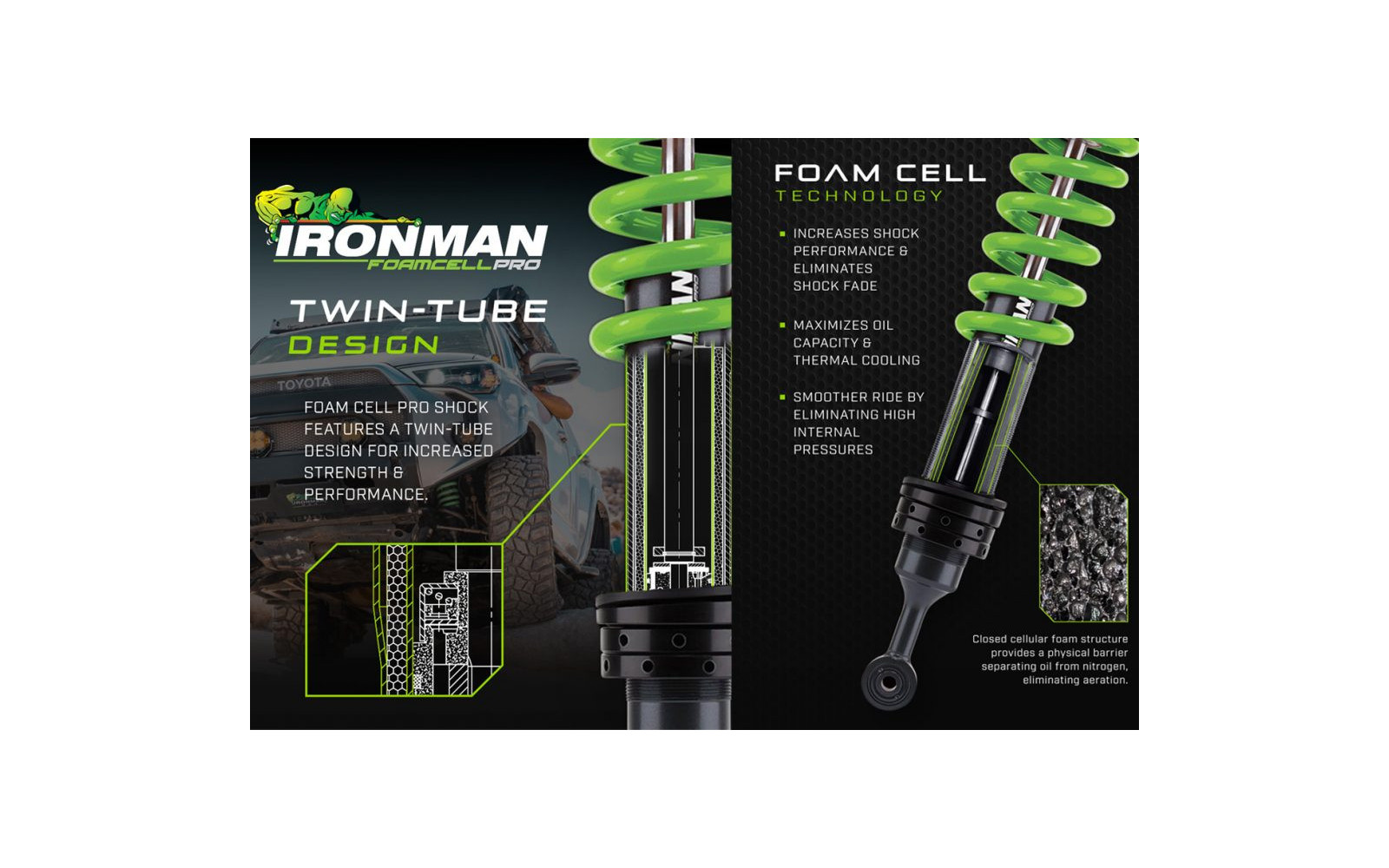 Amortizor FATA FoamCell PRO pentru off road FOARTE INTENS strut reglabil - reparabil pentru lift 0-50 mm